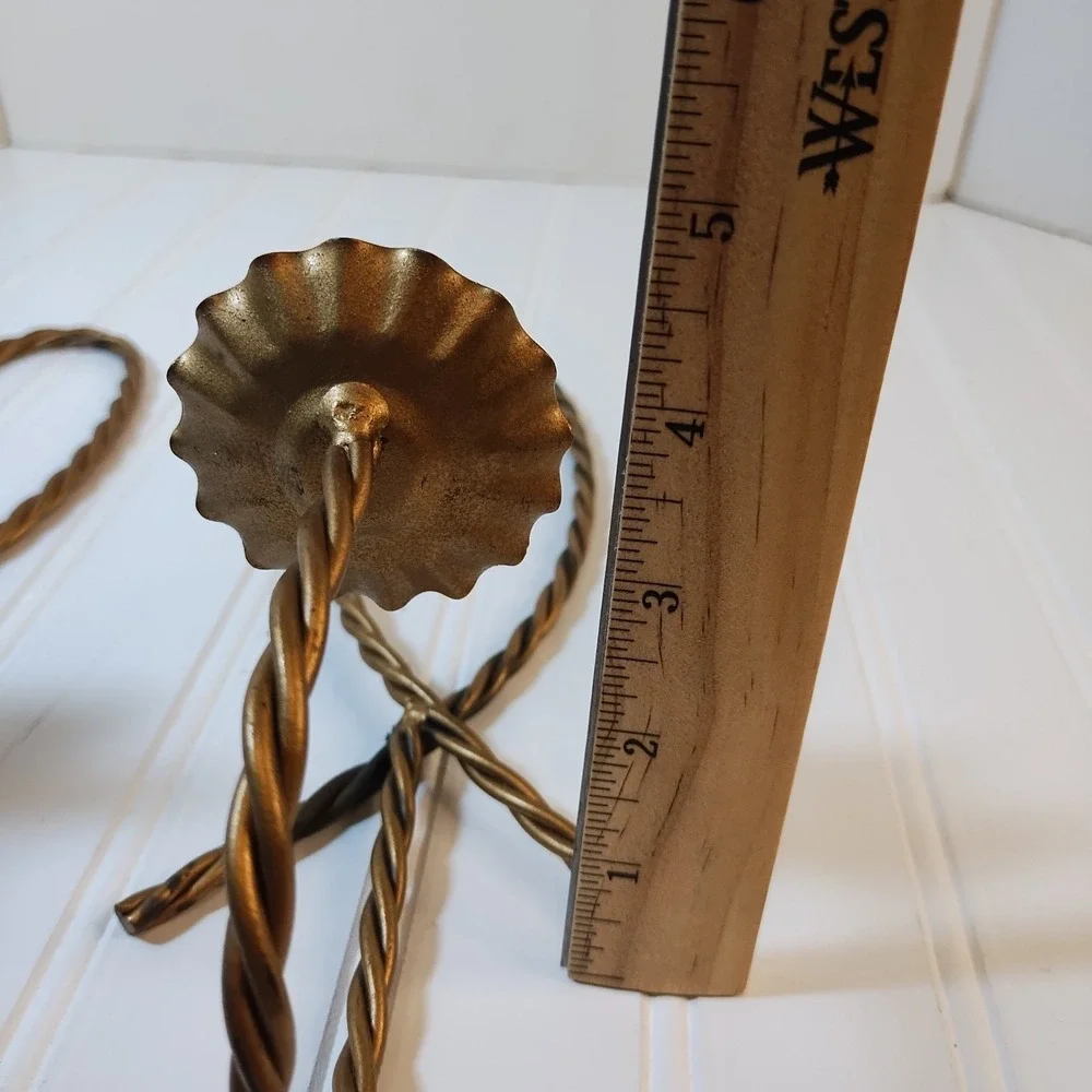 Pair Vtg Homco Braided Candle‎ Holders Twisted Wire Rope Metal Wall Sconces 2